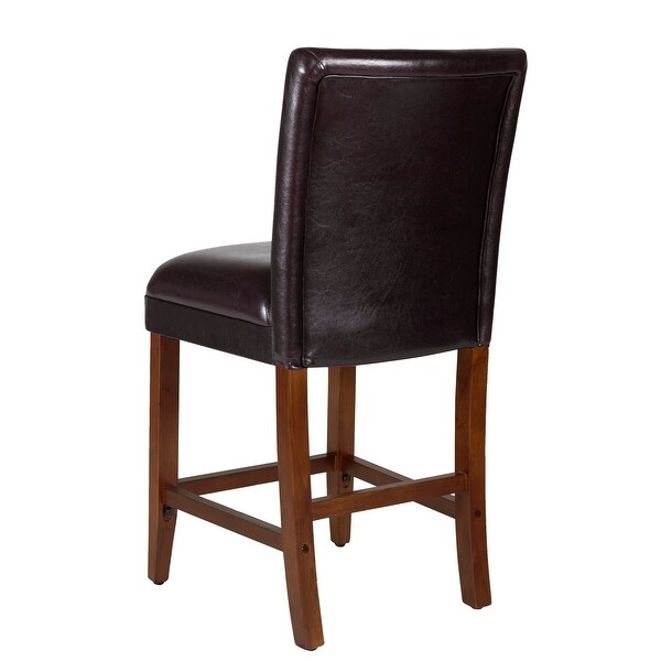 24-inch Luxury Brown Faux Leather Barstool - 24 inches