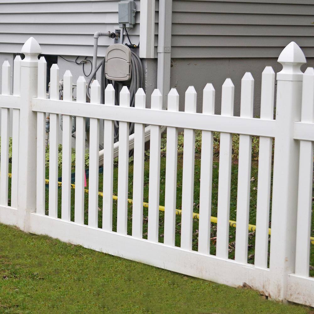 Weatherables Hampshire 5 ft. H x 8 ft. W White Vinyl Picket Fence Panel Kit PWPI-3R5.5SC5X8