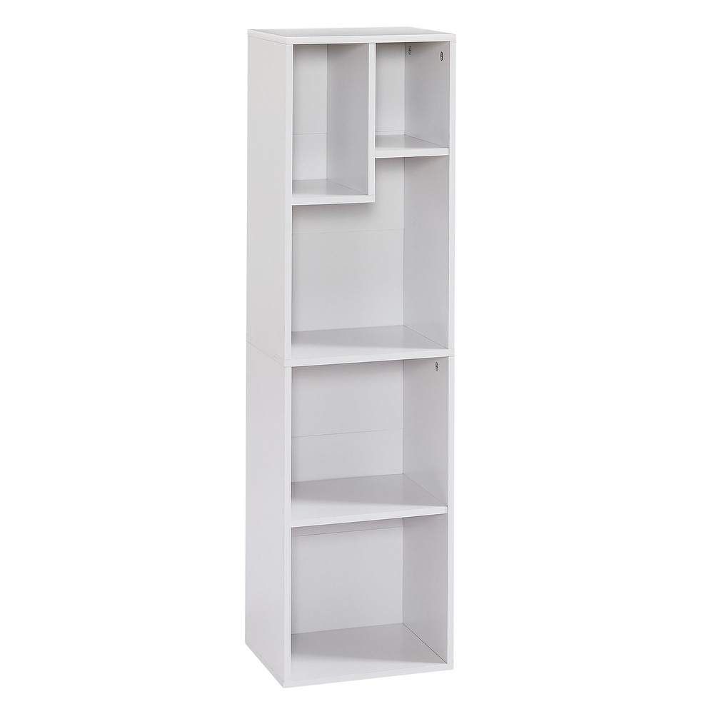 VECELO  3 Tier Five Open Cube Wooden Bookcase Organizer  Bookshelf / Book Storage