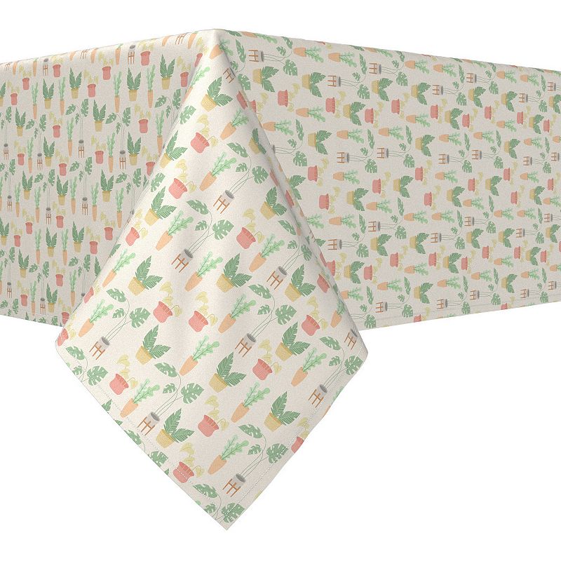 Rectangular Tablecloth， 100% Cotton， 52x104， Potted Plants