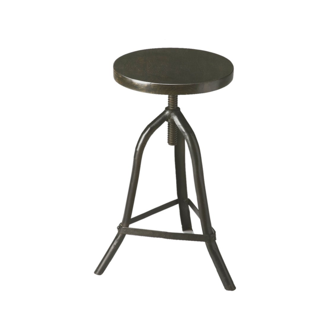 Modern Round Iron Revolving Stool in Metalwork Finish - Black