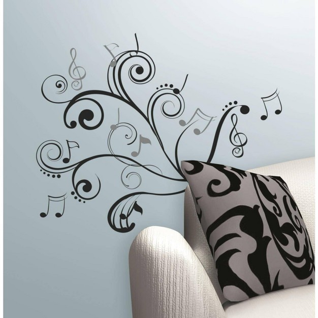 Music Note Scroll Peel And Stick Wall Decal Black Roommates