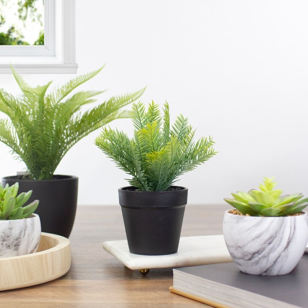 Green Artificial  Yew Plant In Black Pot