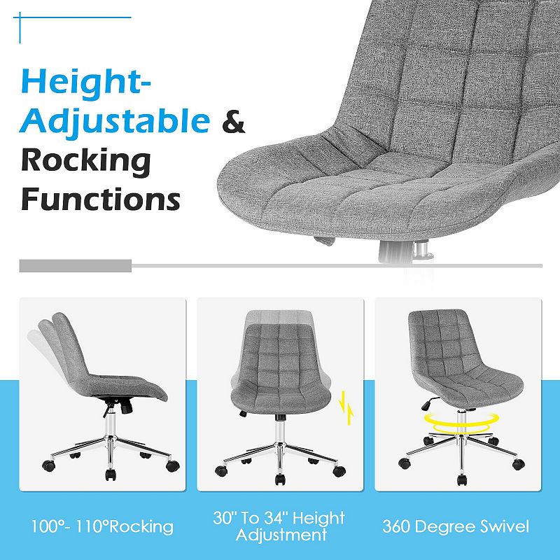 Fabric Adjustable Mid-Back Armless Office Swivel Chair