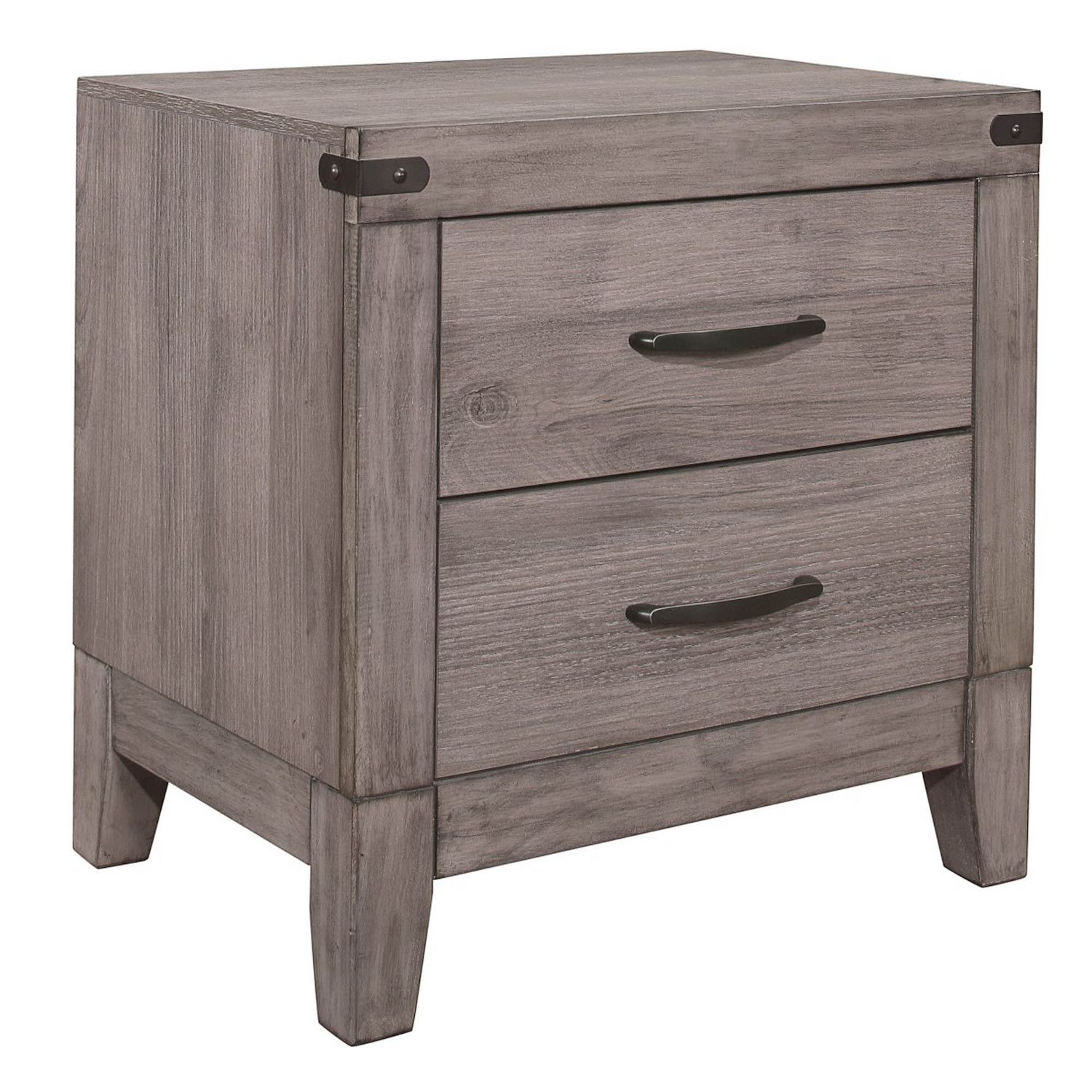 Lexicon Nightstand - Gray With Black Nickel Tone Bar Pulls