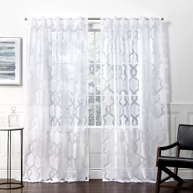 Exclusive Home 2-pack Rio Burnout Sheer Hidden Tab Top Window Curtains