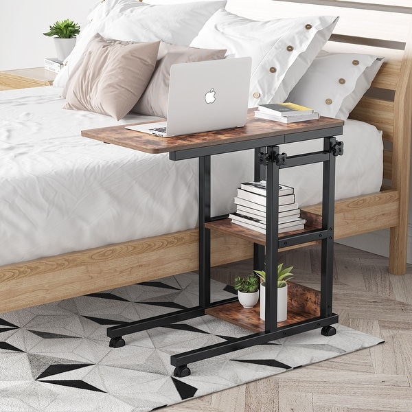 Height Adjustable C Table， Sofa Bedside Laptop Snack Side Table