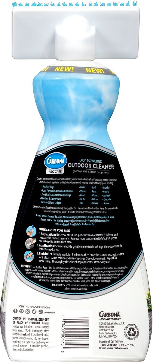 Carbona Pro Care Oxy Powered Outdoor Cleaner， 22-oz bottle