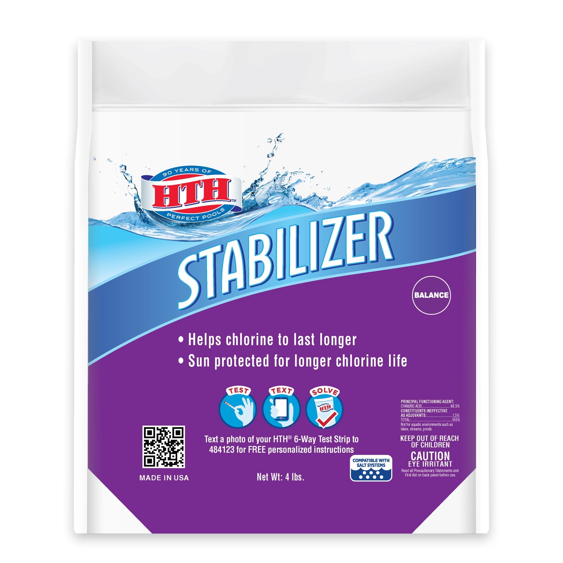 hth Chlorine Stabilizer Sun Defense for Swimming Pools, 4lbs