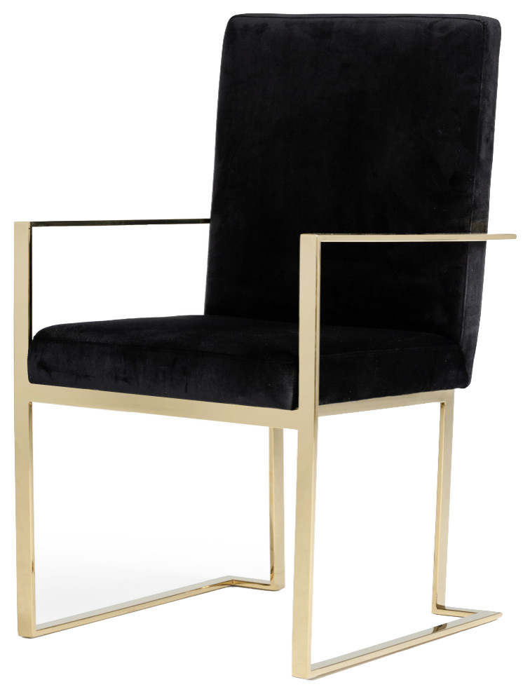 Modrest Fowler Modern Black Velvet Dining Chair   Contemporary   Dining Chairs   by Vig Furniture Inc.  Houzz