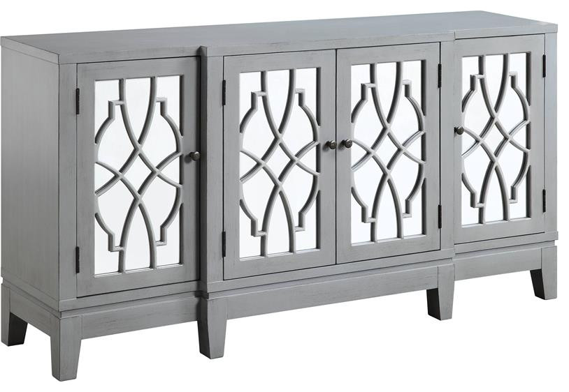 ACME Magdi Wooden Console Table with 4 Mirrored Doors in Antique Gray   Transitional   Console Tables   by Homesquare  Houzz