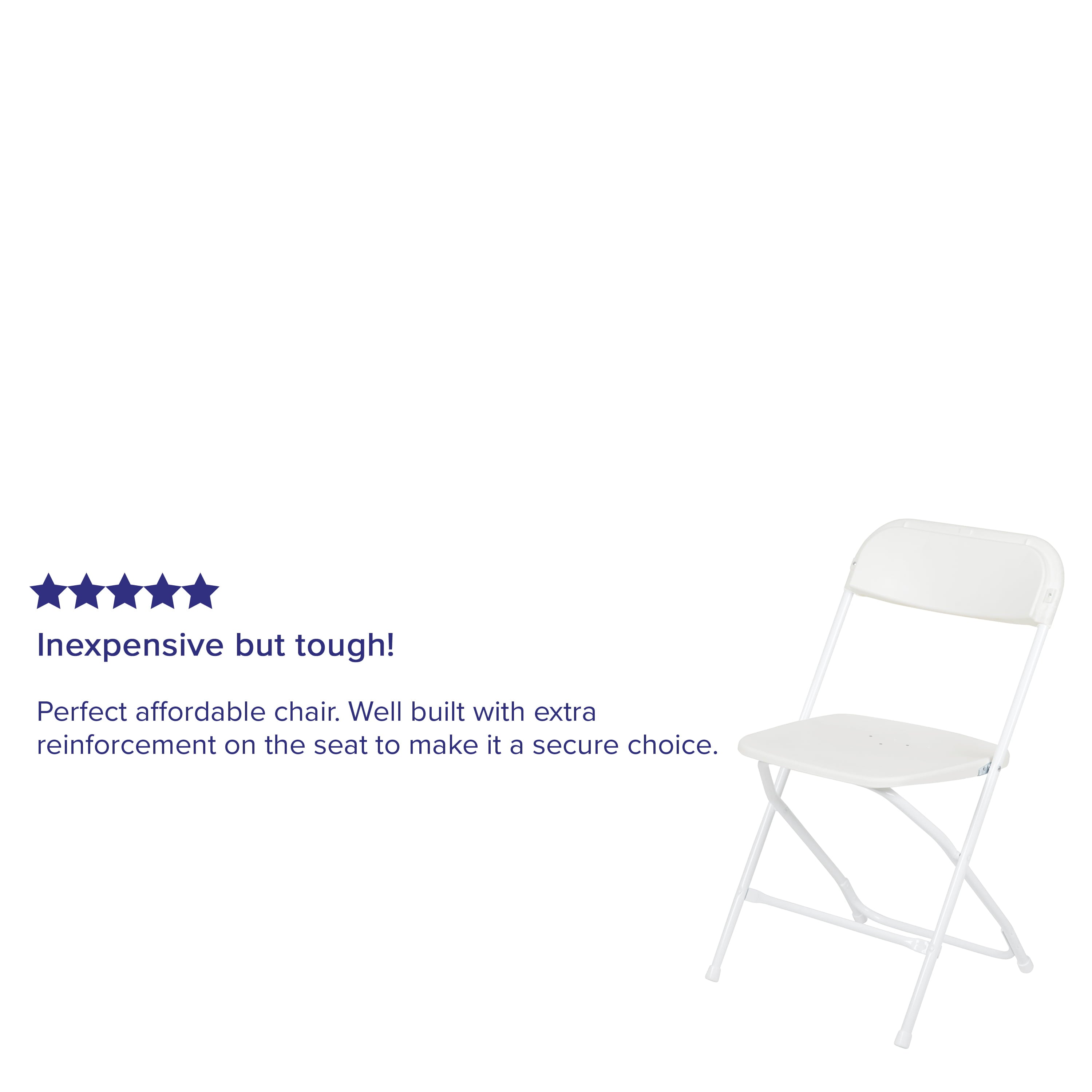 Flash Furniture Hercules™ Series Plastic Folding Chair - White - 10 Pack 650LB Weight Capacity Comfortable Event Chair-Lightweight Folding Chair