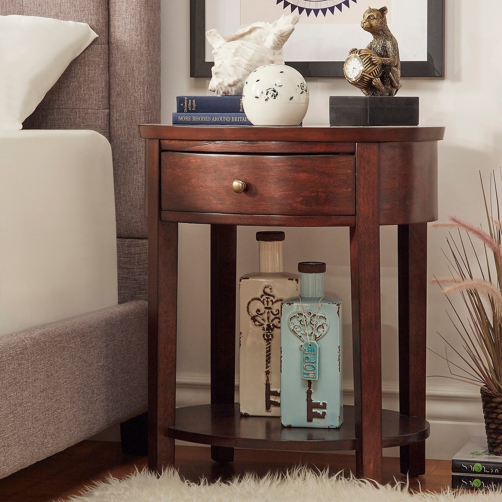 Fillmore 1 Drawer Oval Wood Shelf Accent End Table by iNSPIRE Q Modern