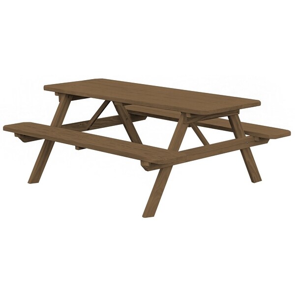 Pine 8' Picnic Table with Attached Benches