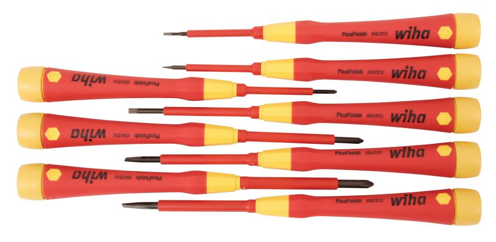 Insulated PicoFinish Slotted and Phillips Precision Screwdriver Set， 8 Piece ;