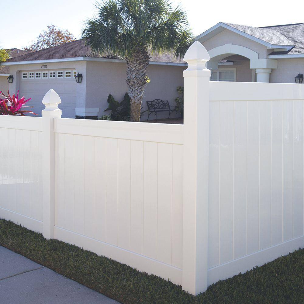 Barrette Outdoor Living Washington 5 ft. H x 6 ft. W White Vinyl Un-Assembled Fence Panel 73014717