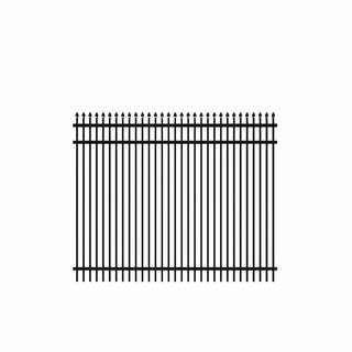 Veranda New Hope 5 ft. x 6 ft. Black Heavy-Duty Aluminum Pre-Assembled Double Picket Fence Panel 73008836