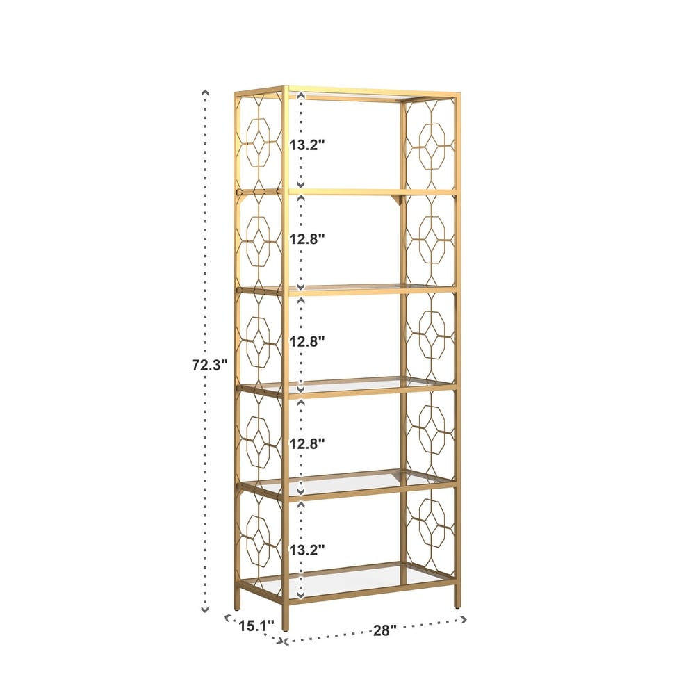 Elle Octagon Pattern Gold Metal and Glass Bookcase by iNSPIRE Q Bold