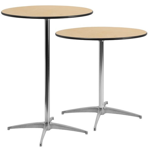 Lars 30'' Round Wood Cocktail Table with 30'' and 42'' Columns