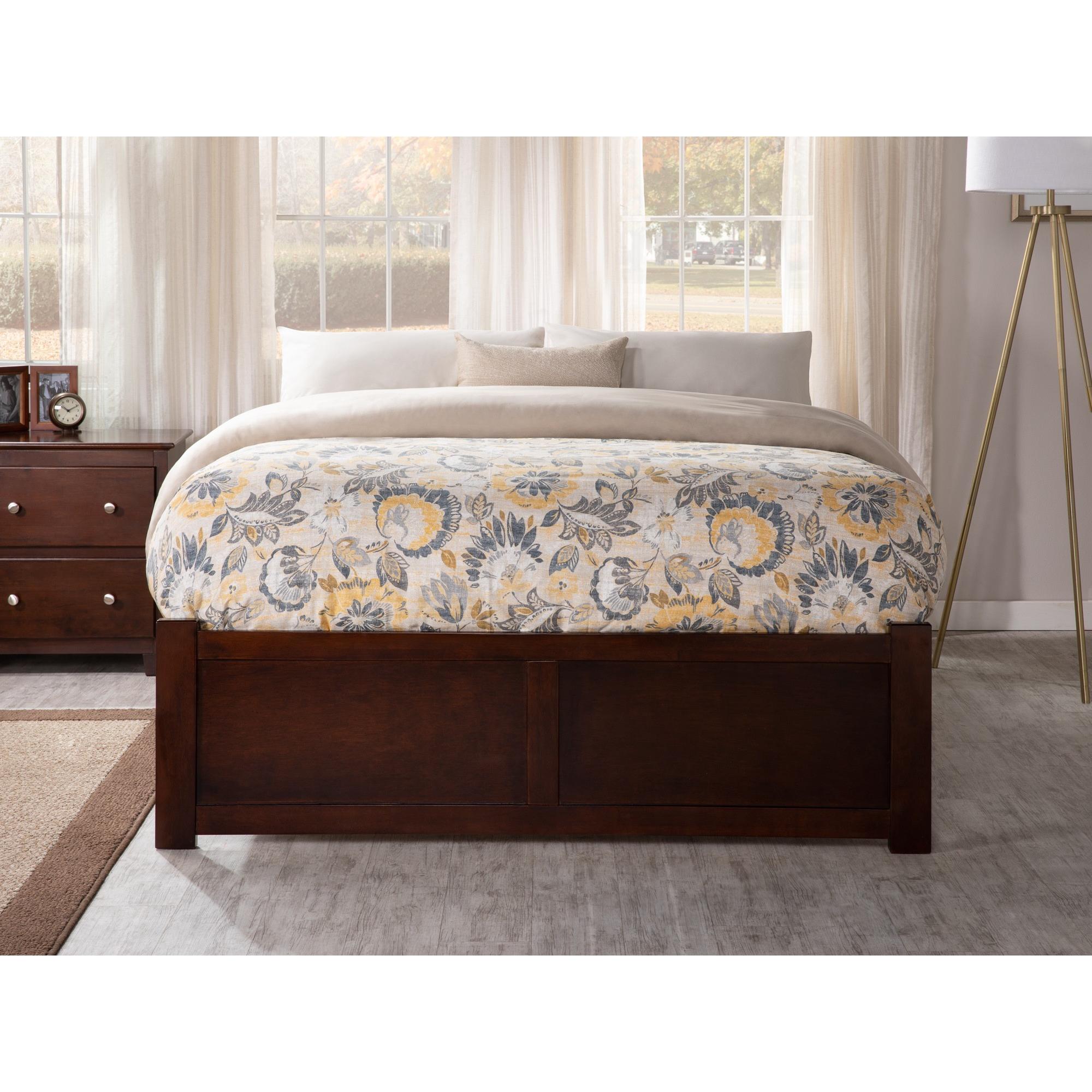 Concord Full Platform Bed with Flat Panel Foot Board and Twin Size Urban in Walnut