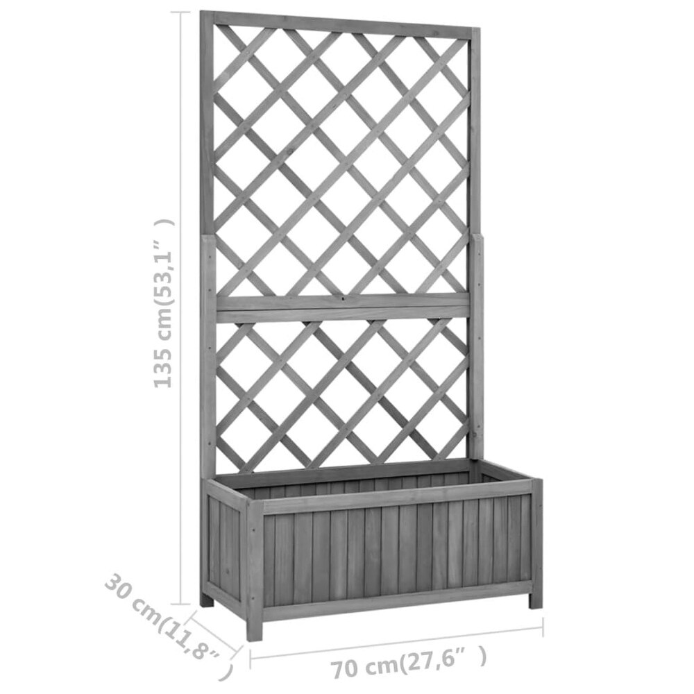 vidaXL Planter Flower Box Trellis Raised Bed Outdoor Planter Solid Firwood   27.6\