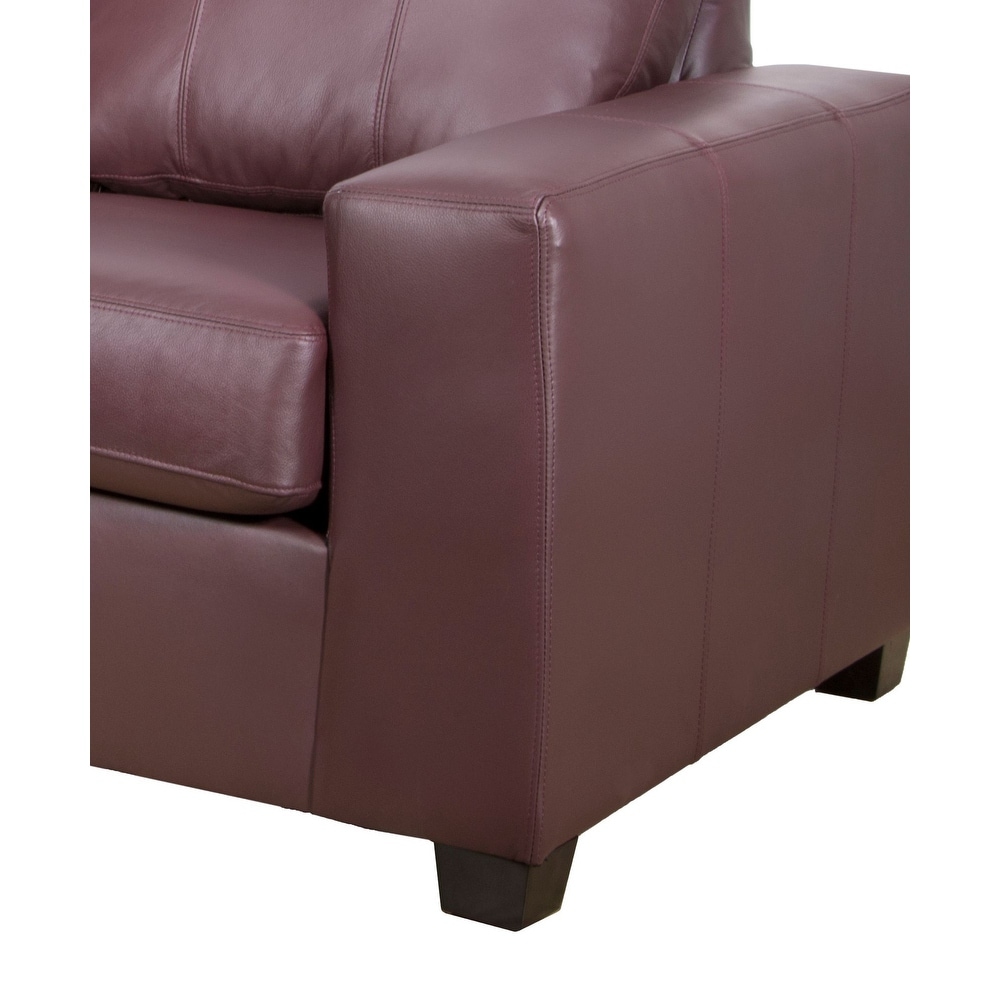 Eupora Genuine Leather Sofa  Loveseat and Chair Set   Burgundy