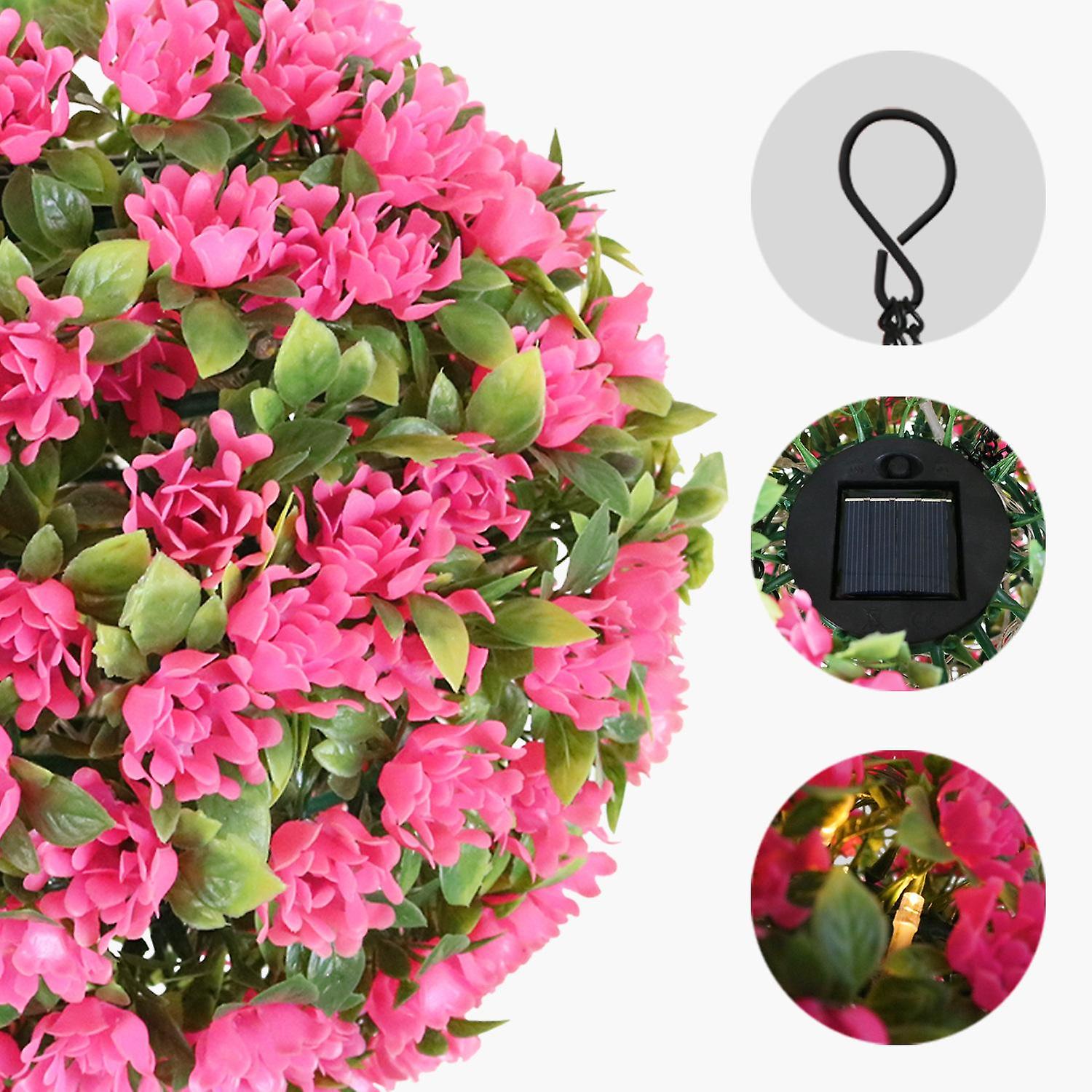 Hanging Artificial Flower Ball Garden Solar Lights For Outdoors Indoors Courtyard Decor