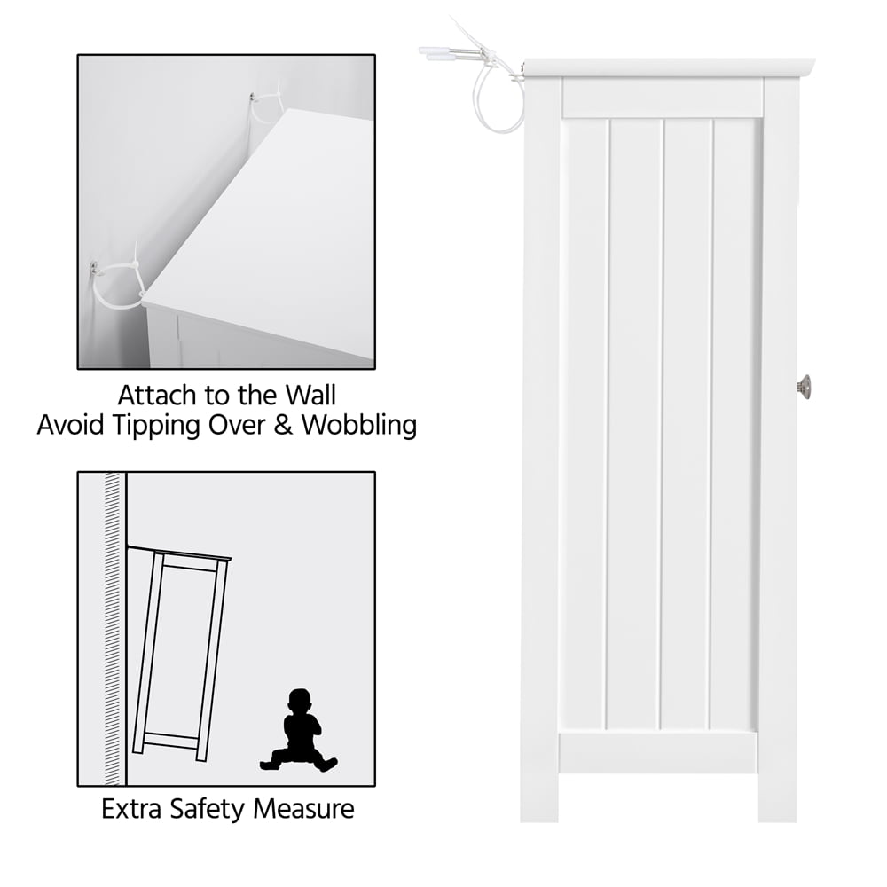 Topeakmart Free Standing Floor Cabinet Home Organizer with 2 Durable Doors and 2 Adjustable Shelves White