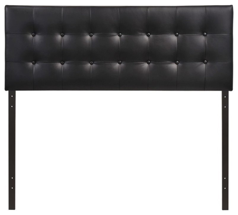 Modway Emily Queen Upholstered Faux Leather and Wood Headboard in Black   Transitional   Headboards   by Homesquare  Houzz