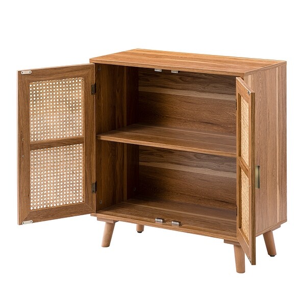 Woodland Multifunctional Rattan-Accented 2-Door Stackable Buffet Cabinet with Storage-28