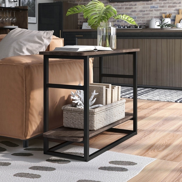 DH BASIC Urban Oak 32-inch Long Side Table with Lower Shelf by Denhour