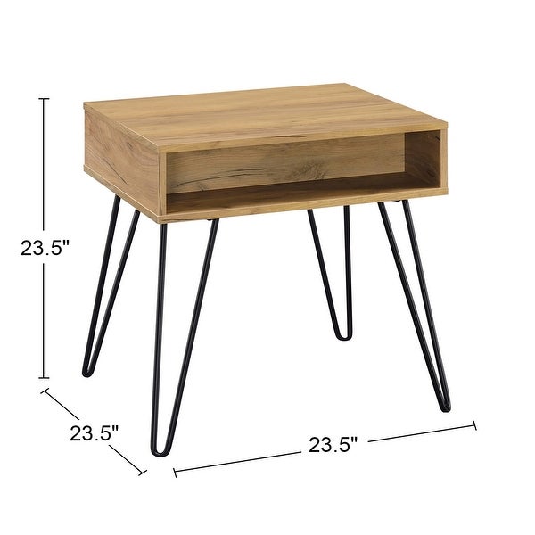 1 Shelf End Table with Metal Legs in Golden Oak and Black