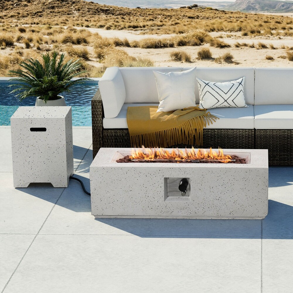 COSIEST Outdoor Patio Rectangle Fire Pit with Tank Cover Table   42\