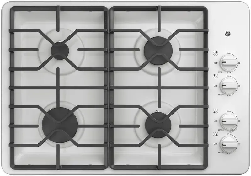 GE 30 Inch Gas Cooktop - White