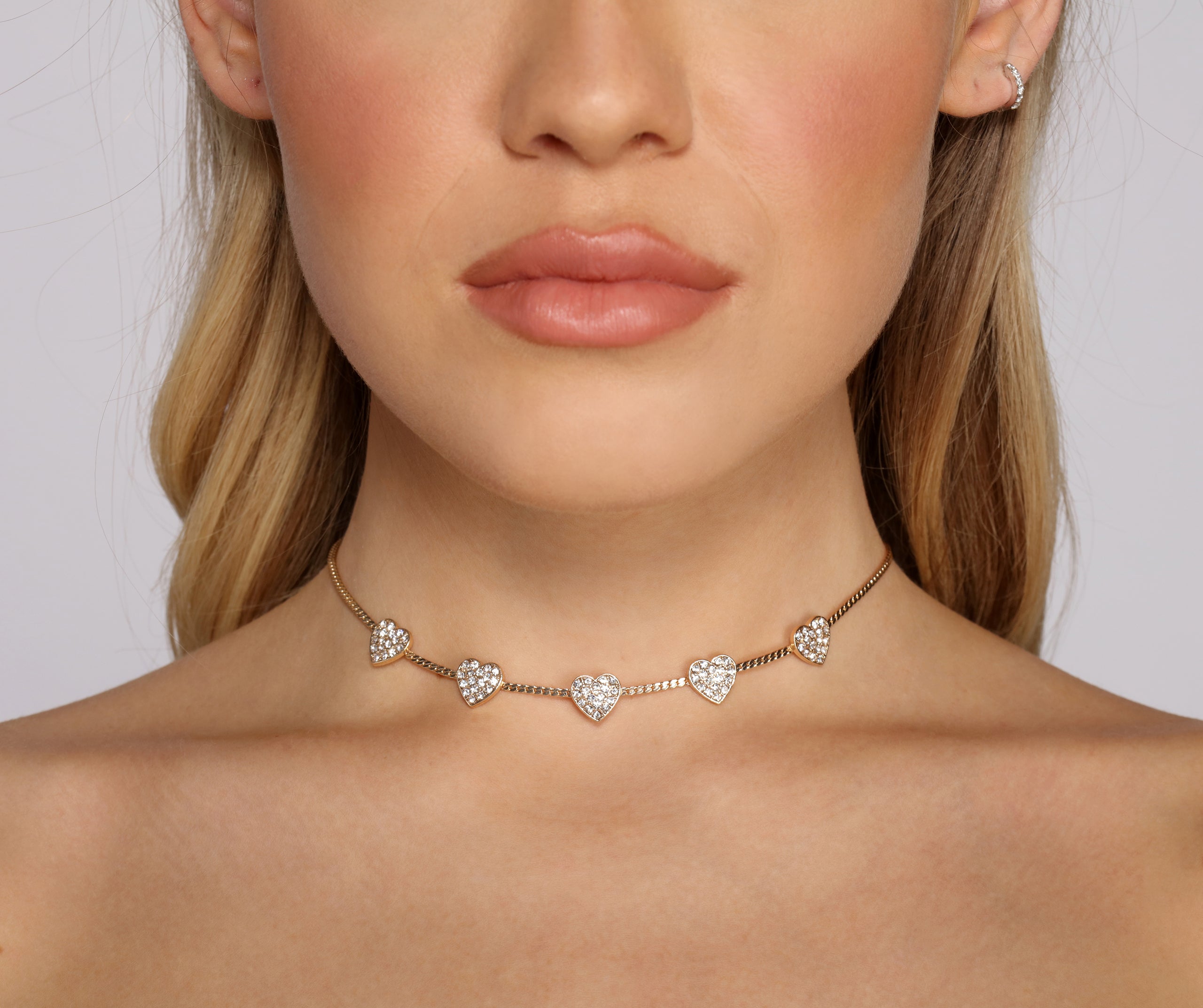 Show Some Love Rhinestone Heart Choker