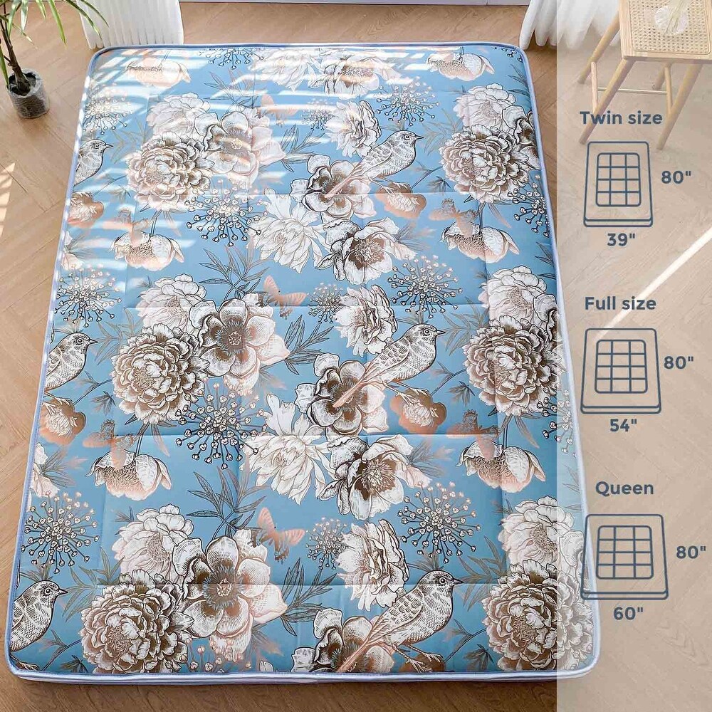 6 inch Floral Pattern Floor Bed Roll Up Futon Mattress