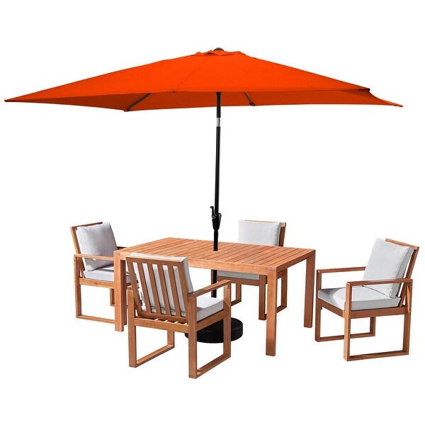 Weston Table with 4 Chairs and 10ft Rectangular Umbrella - 6 Piece Set - N/A - Overstock - 37252540