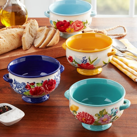 The Pioneer Woman Floral Medley 20-Ounce Soup Bowls， 4-Pack