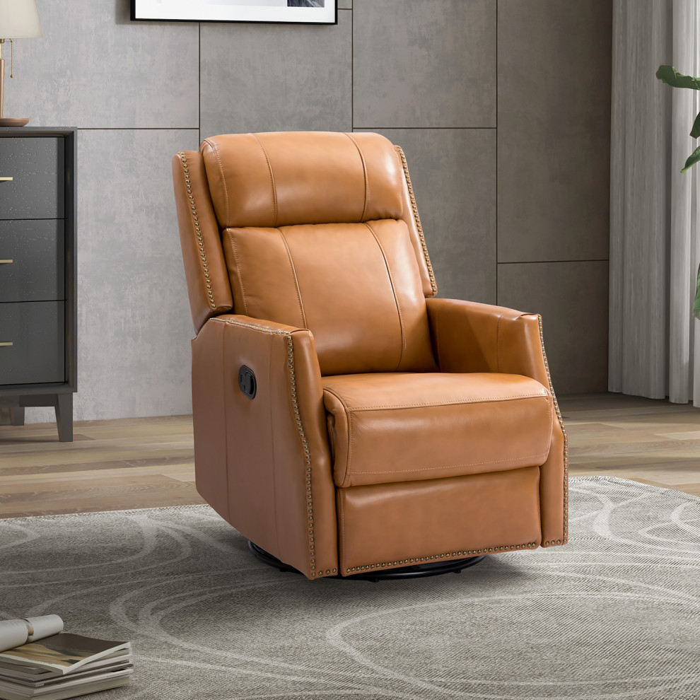 Genuine Leather Manual Swivel Recliner   Transitional   Recliner Chairs   by Karat Home  Houzz