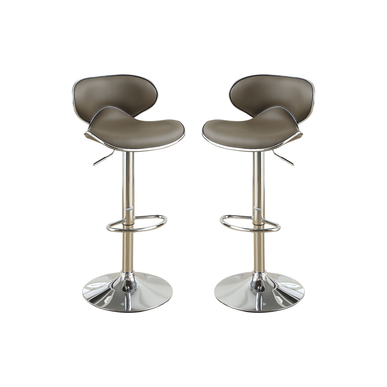 Adjustable Espresso Faux Leather Bar Stools， Set of 2