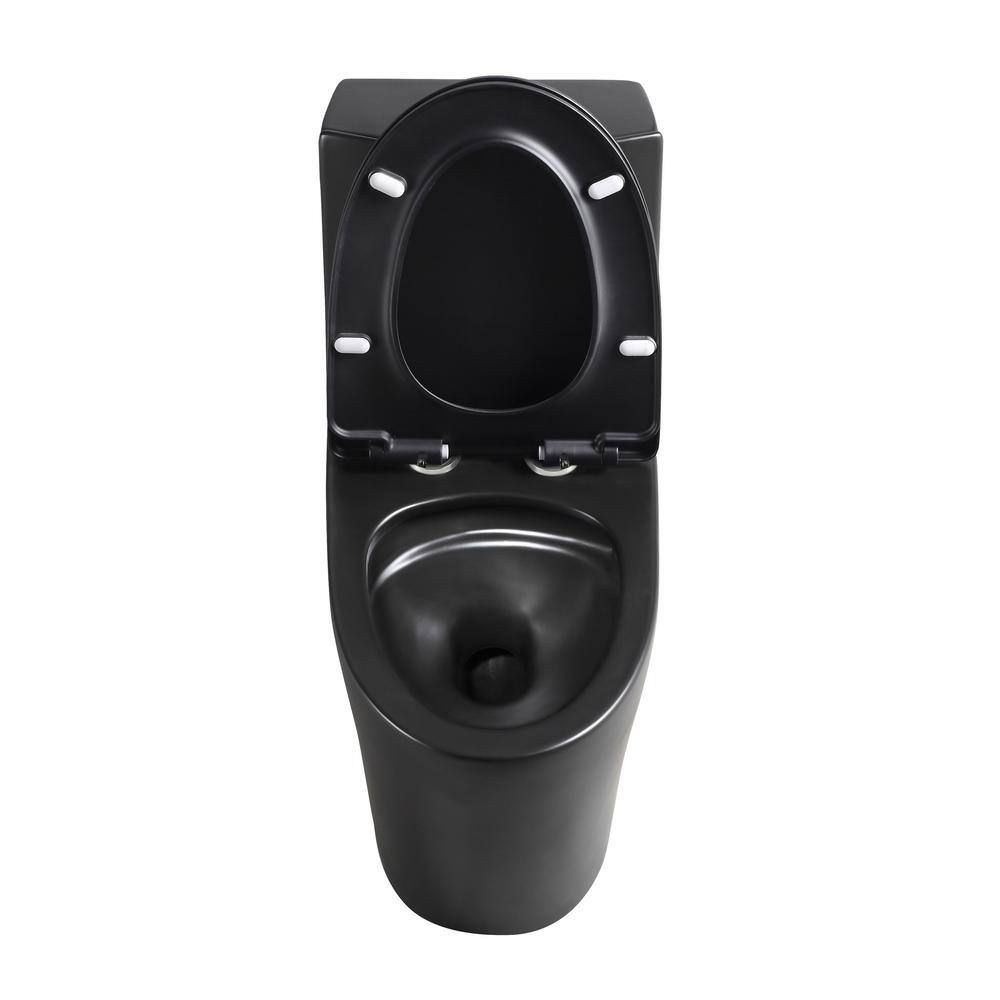 1-piece 1.11.6 GPF Dual Flush Elongated Toilet in. Black Seat Included 21S0901-MB