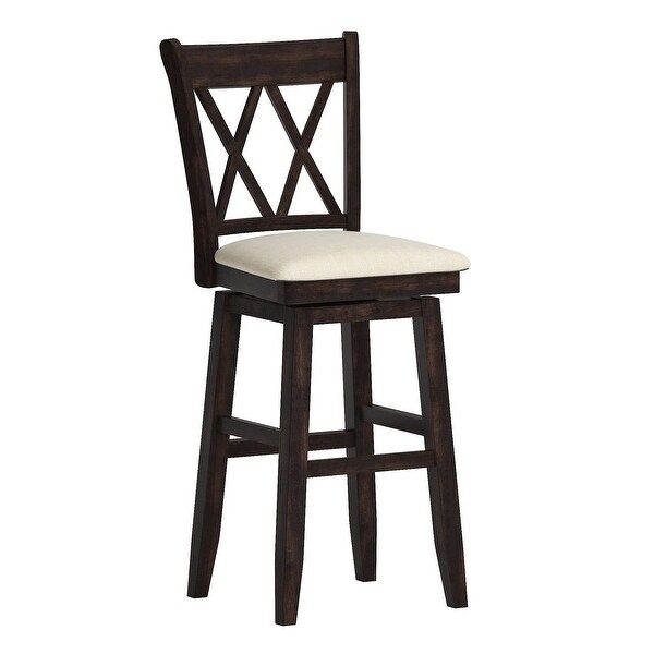 Eleanor Double X Back Wood Swivel Bar Stool by iNSPIRE Q Classic