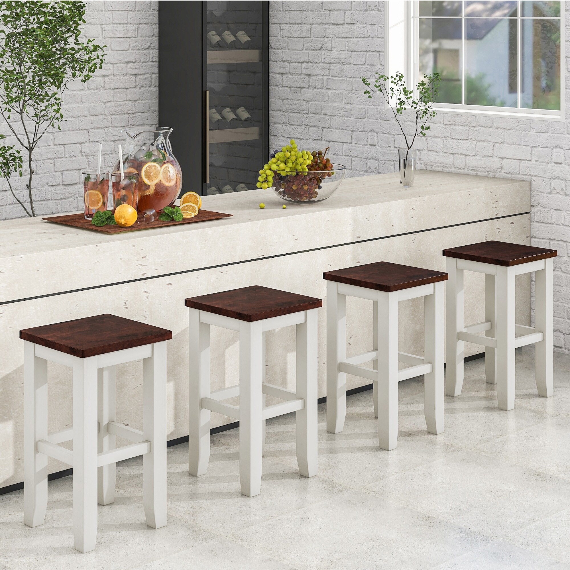 Counter Height Dining Stools with Footrest Set of 4