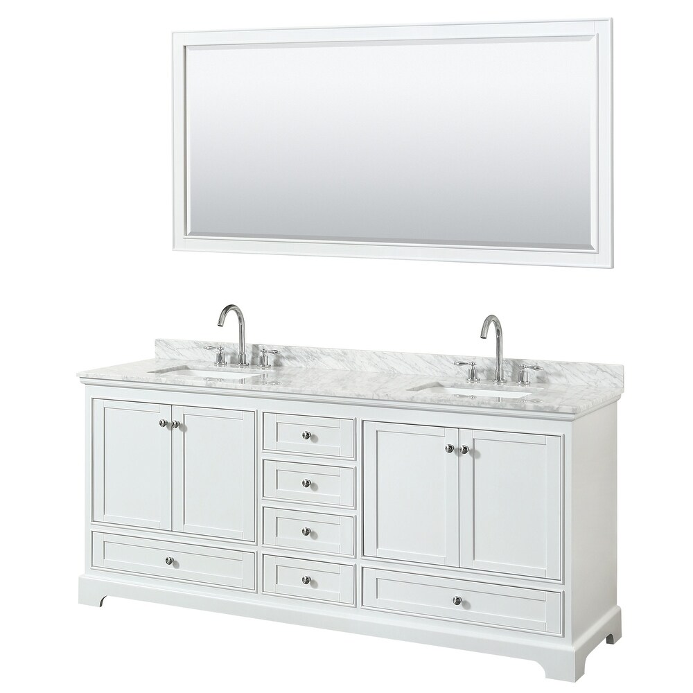 Deborah 80 inch Double Vanity  Square Sinks  70 inch Mirror