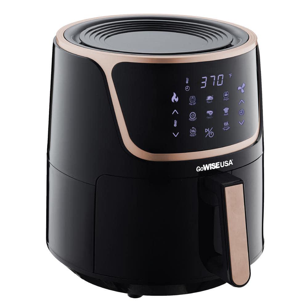 GoWISE USA 7 Qt BlackCopper Air Fryer with Dehydrator and 3 Stackable Racks with 8 Functions