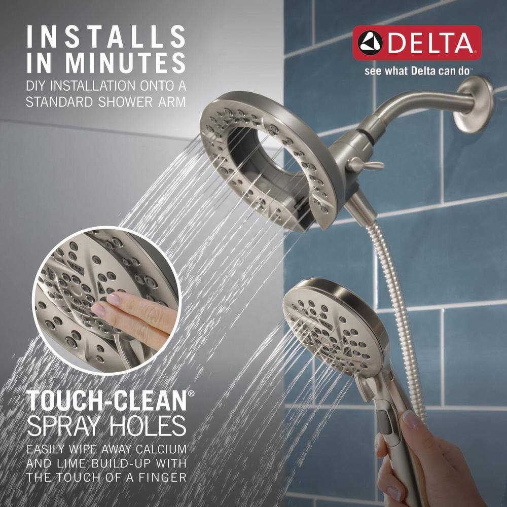 Delta In2ition 5-Spray Patterns 1.75 GPM 6.63 in. Wall Mount Dual Shower Heads in Satin Nickel 75585SN