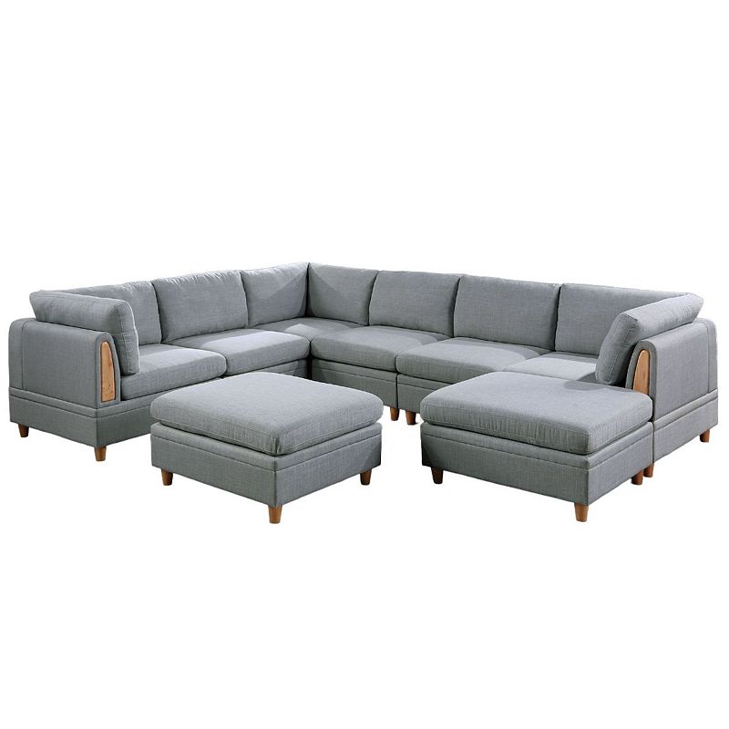 F.c Design Living Room Furniture 8pc Sectional Sofa Set Fabric Couch