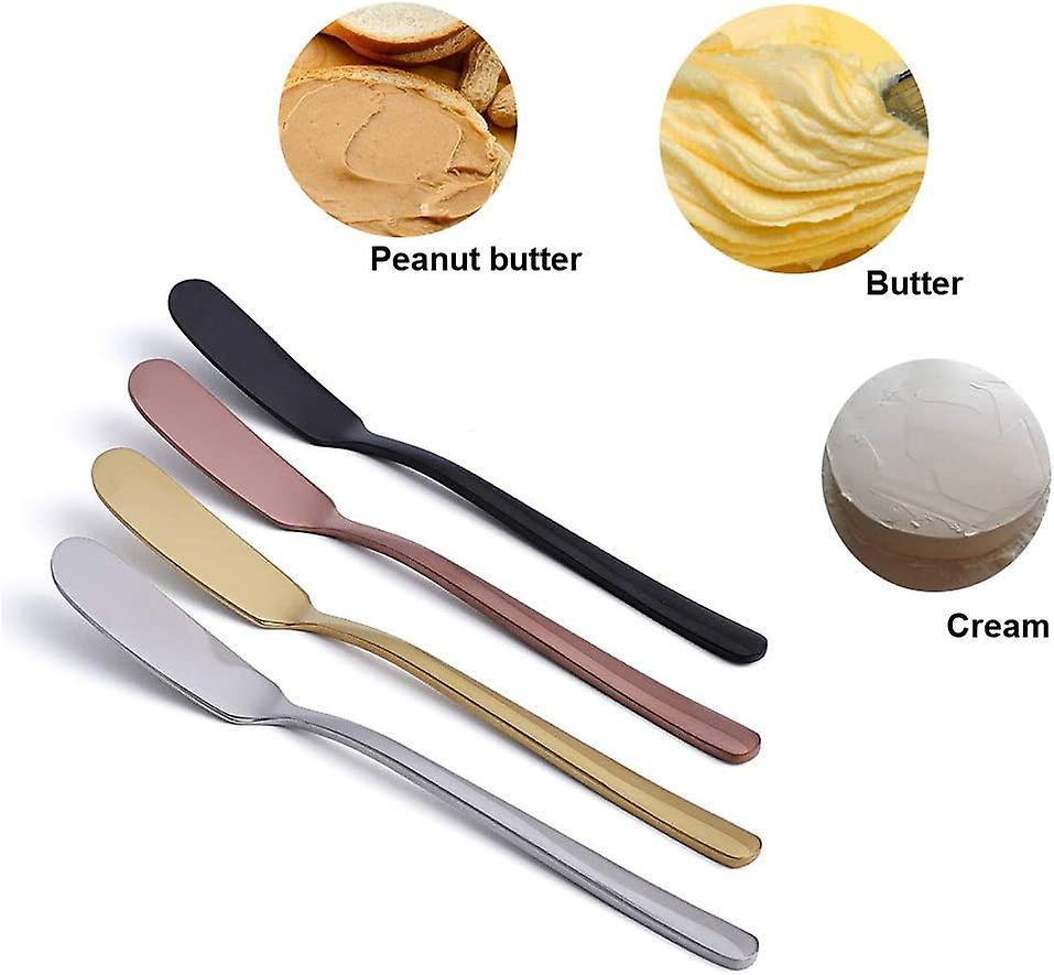 Stainless Steel Butter Knife Set Of 4， 6.5-inch Cheese Spreader Knives Flatware Set For Dessert， Breakfast， Sandwich， Multi Color