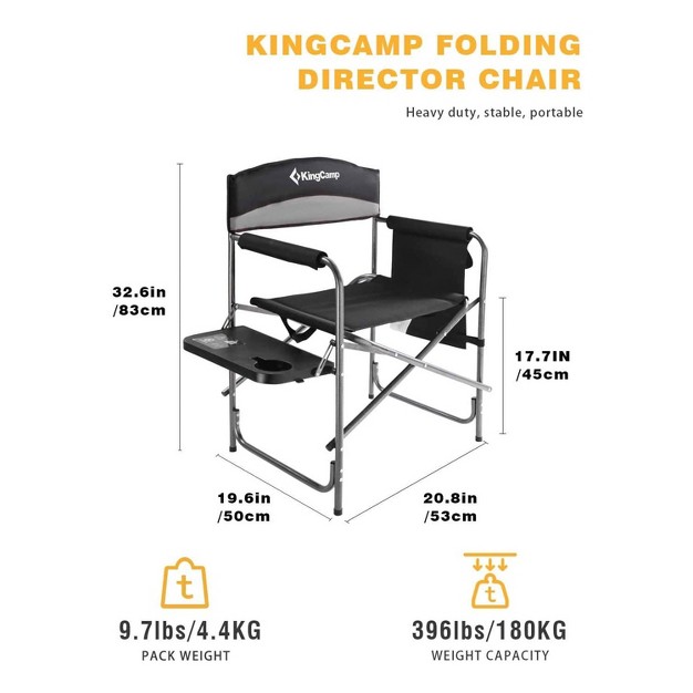 Kingcamp Compact Camping Folding Chair With Side Table And Storage Pocket