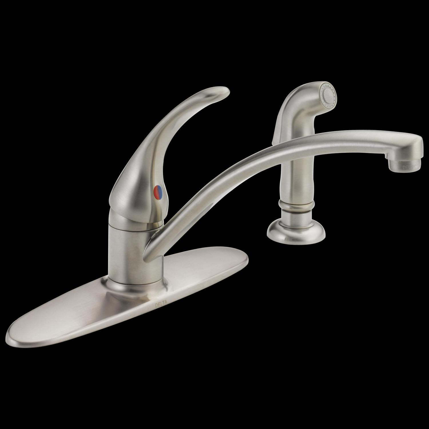 Foundations Single Handle Kitchen Faucet with Spray in Stainless B4410LF-SS